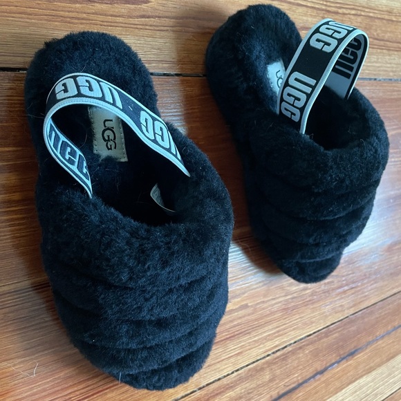 UGG Fluff Yeah black shearling slides - Picture 6 of 7
